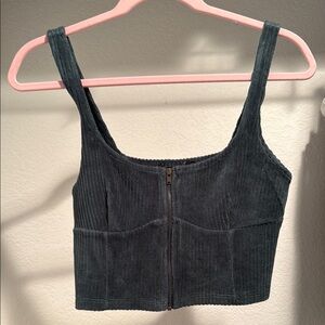 Black Ribbed Crop Tank Top